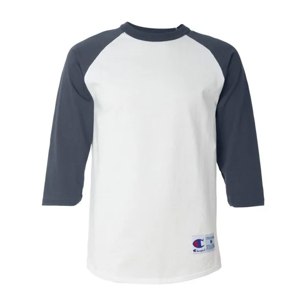 Бейсбольная футболка Champion с рукавом реглан три четверти, цвет White/ Navy