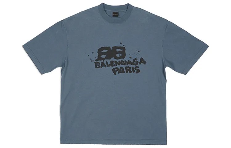 Balenciaga Мужская футболка, цвет washed blue/black