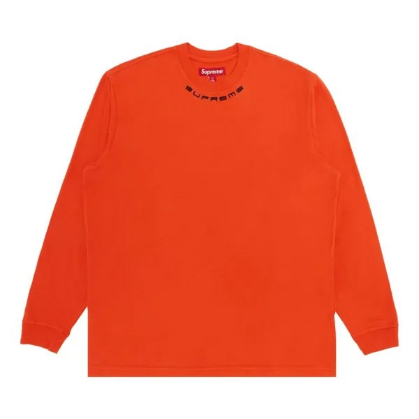 Топ Supreme Collar Logo Long-Sleeve 'Orange', оранжевый
