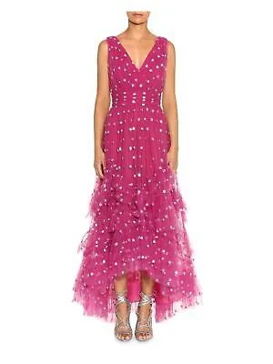MARCESA NOTTE Женское розовое вечернее платье миди без рукавов с v-образным вырезом на подкладке 2
