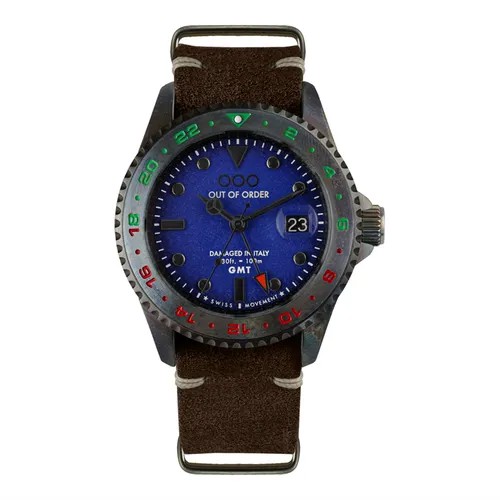Наручные часы наручные часы с синим циферблатом и ярким безелем на коричневом ремешке из натуральной кожи Размер onesize синий, синий