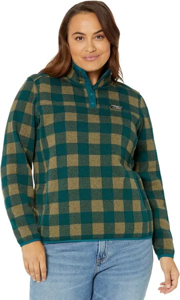 Куртка Sweater Fleece Pullover Print L.L.Bean, цвет Eucalyptus/Spruce Buffalo Plaid