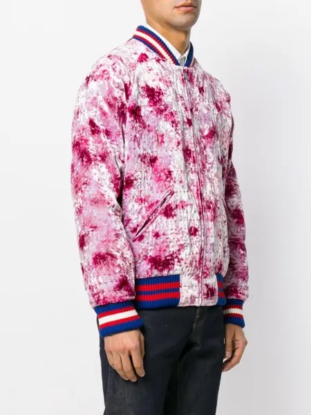 Gucci бомбер с аппликацией дракона, розовый