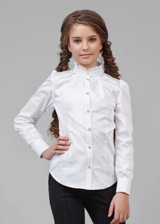 Блузка белого цвета с воротником-стойкой 