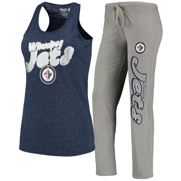 Женские брюки Concepts Sport серого/темно-синего цвета Winnipeg Jets Satellite, брюки и майка для сна