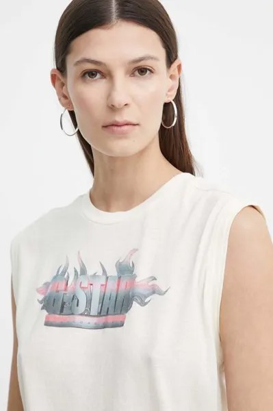 Хлопковый топ G-Star Raw, бежевый