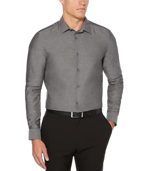 Однотонная водоотталкивающая тканая рубашка с длинными рукавами Perry Ellis, однотонная, устойчивая к морщинам, с длинными рукавами, серый