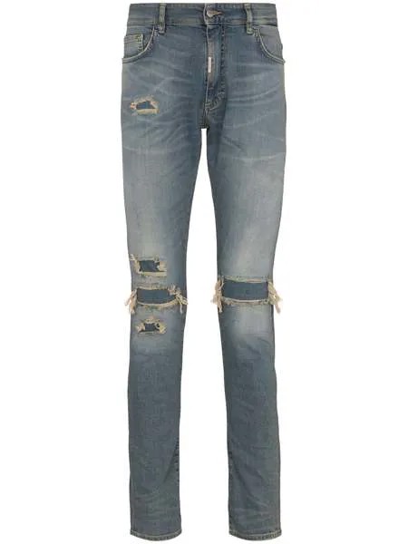 Represent узкие джинсы с прорезями