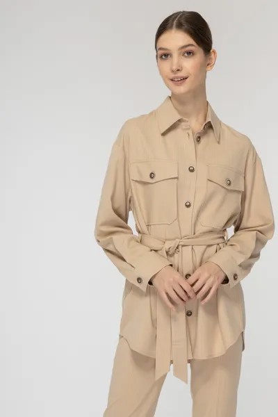Рубашка женская Каляев 67089 бежевая 50 RU