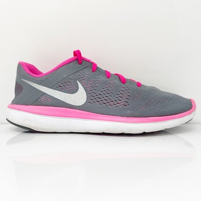 Nike Girls Flex 2016 834281-006 Серые кроссовки для бега Размер 6,5 лет