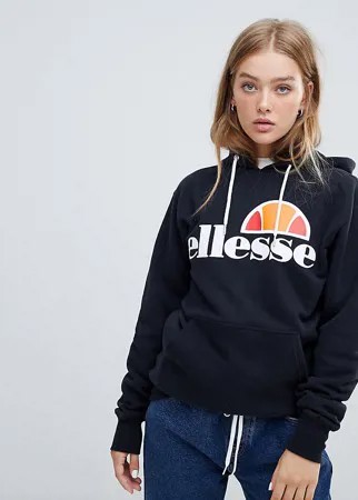 Худи бойфренда с логотипом на груди Ellesse-Черный