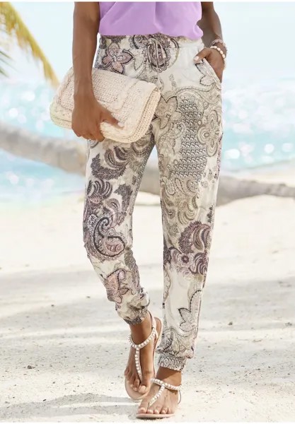 Спортивные брюки LASCANA, цвет beige flieder bedruckt