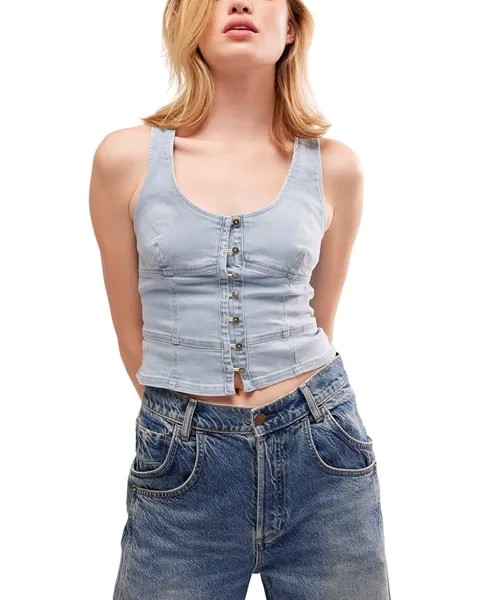 Топ Free People Sally Corset Top Denim, цвет Daylight Sky Combo