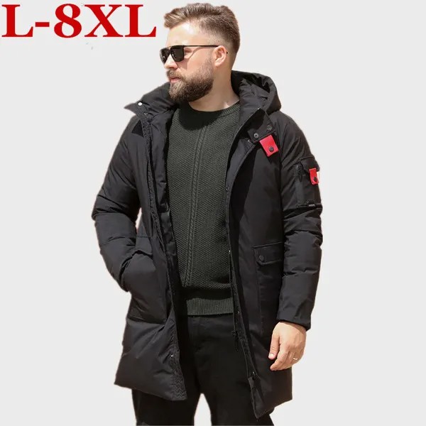 8XL 10XL 9XL размера плюс XL бренд мужских зимних курток для девочек с большими карманами, Длинные парки, теплое ветрозащитное пальто бизнес пальт...