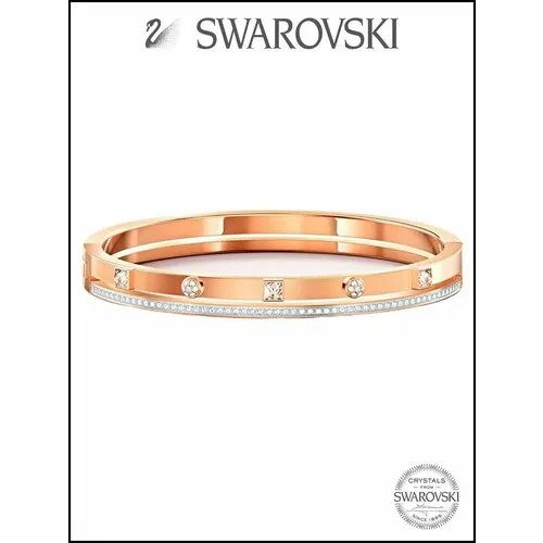 Жесткий браслет SWAROVSKI, кристаллы Swarovski, размер 16 см, размер one size, золотой