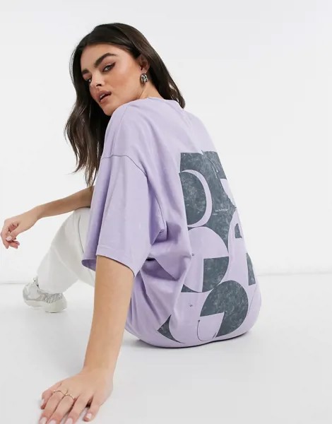 Oversized-футболка в стиле унисекс с принтом ASOS 4505-Фиолетовый цвет