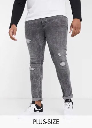 Светло-серые джинсы скинни Burton Menswear Big & Tall-Серый