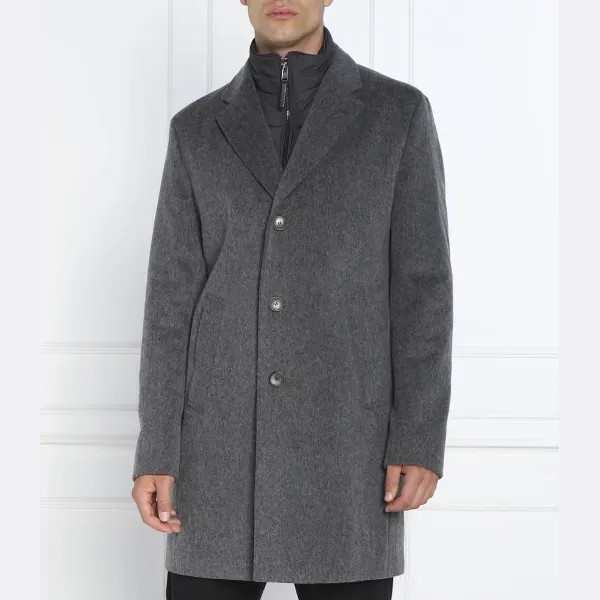 Пальто шерстяное h-hyde-bib-224 Boss, серый