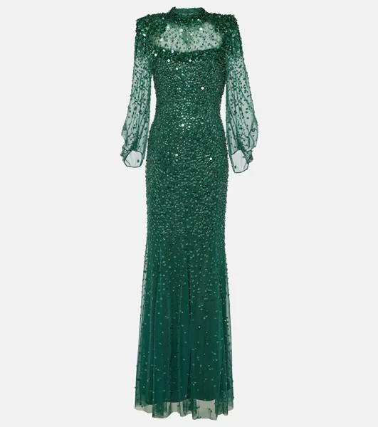 Украшенное платье из тюля Jenny Packham, зеленый