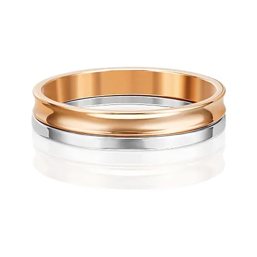 Кольцо обручальное PLATINA, комбинированное золото, 585 проба, родирование, размер 15, золотой, серебряный