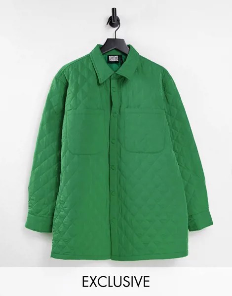 Зеленая стеганая рубашка унисекс Reclaimed Vintage Inspired-Зеленый цвет