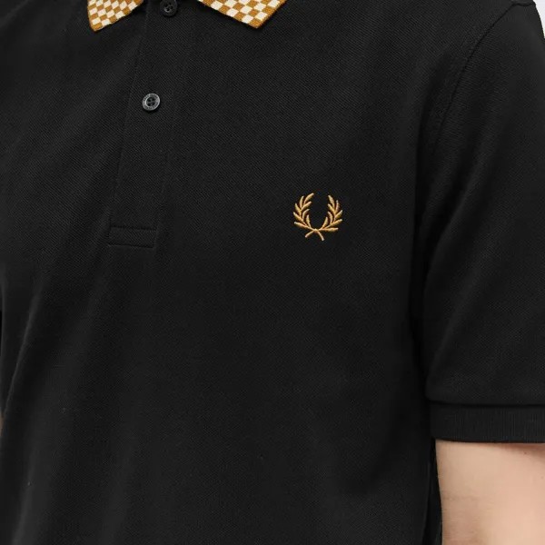 Fred Perry Поло с клетчатым воротником, черный