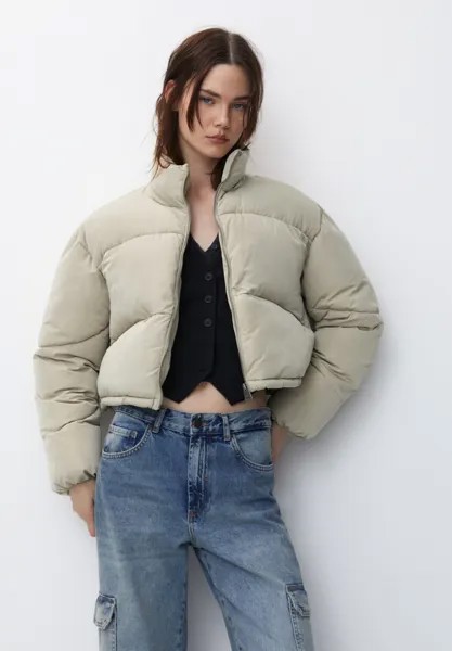 Куртка зимняя Cropped-Puffer PULL&BEAR, цвет sand