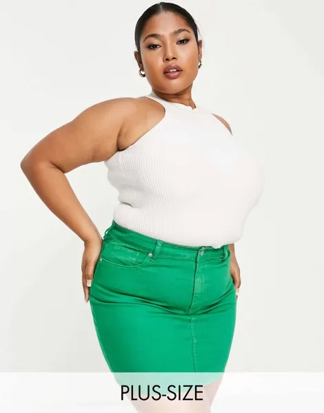 Зеленая джинсовая юбка с завышенной талией DTT Plus Gabby Don't Think Twice