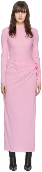 Розовое платье-макси со сборками Magda Butrym