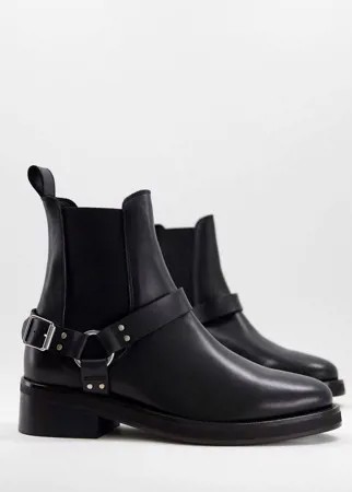 Черные кожаные ботинки челси с фурнитурой AllSaints Salome-Черный цвет