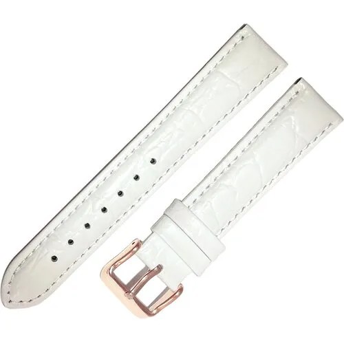 Ремешок 2010-182-161 Белый кожаный ремень для женских наручных часов из натуральной кожи 18 х16 мм М матовый