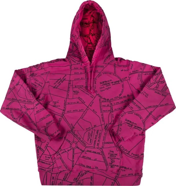Толстовка Supreme Gonz Embroidered Map Hooded Sweatshirt 'Magenta', фиолетовый