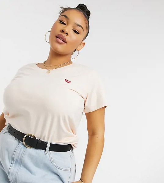 Футболка кремового цвета с красным логотипом Levi's Plus-Белый