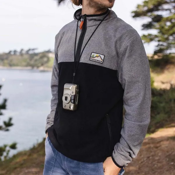 Мужская толстовка 1/4 Zip Polar Fleece Vintage Passenger Long Sleeve Pocket Tops