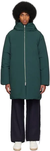 Зеленое пуховое пальто с капюшоном Jil Sander
