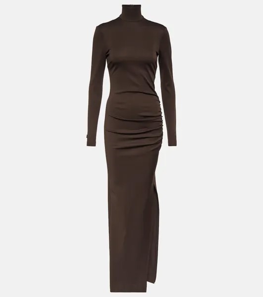 Платье макси из джерси с высоким воротником Dolce&Gabbana, коричневый