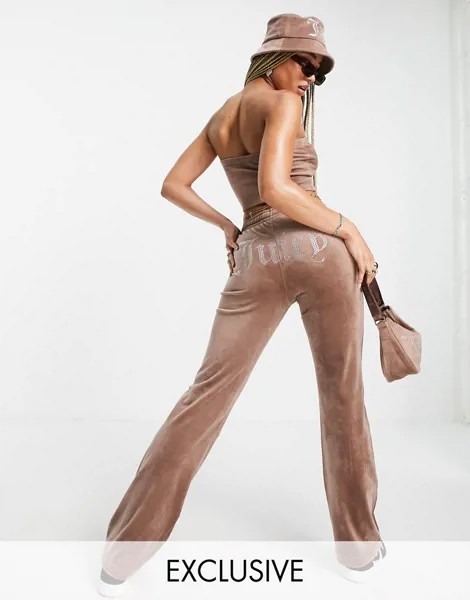 Коричневые велюровые джоггеры классического кроя от комплекта Juicy Couture X ASOS-Коричневый цвет