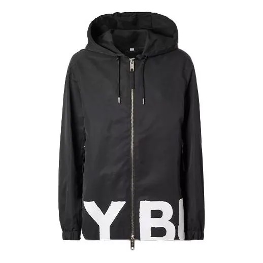 Куртка Men's Burberry Logo Printing Nylon Hooded Jacket Black, черный