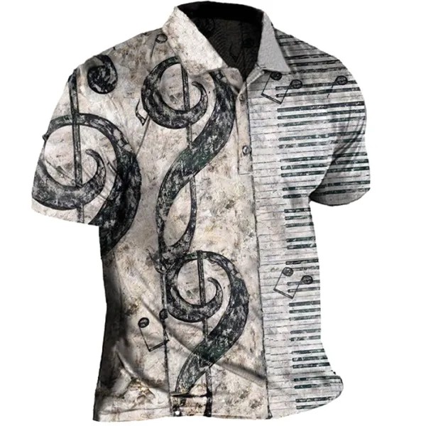 Мужская рубашка POLO с принтом в стиле ретро и рок-музыки