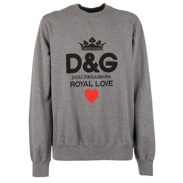 DOLCE - GABBANA Logo Royal Love Heart Толстовка Свитер Серый 52 США 42 л 11451