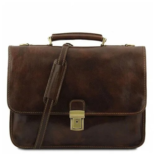 Мужской кожаный портфель Tuscany Leather Torino темно-коричневый TL10029