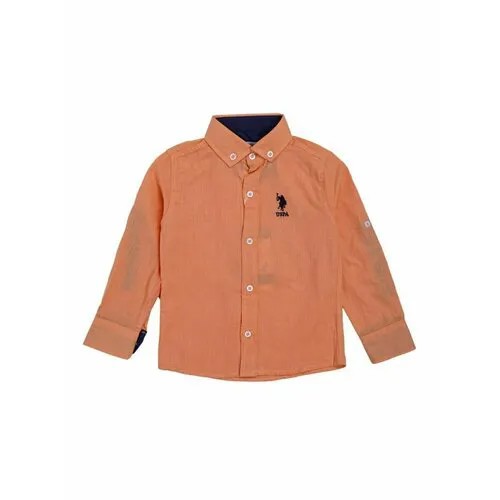 Рубашка , на пуговицах, размер 9-10 лет, оранжевый
