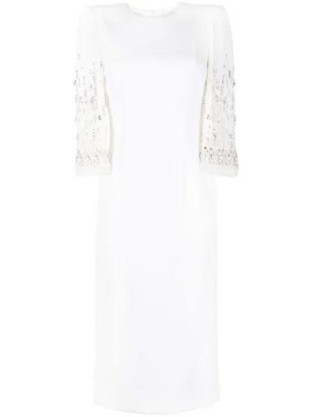 Jenny Packham платье миди Ebba с кристаллами, белый