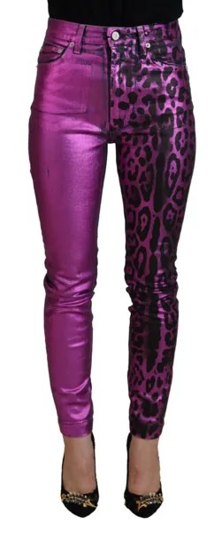 Джинсы DOLCE - GABBANA Фиолетовые леопардовые хлопковые облегающие джинсы IT40/US6/S 1880usd