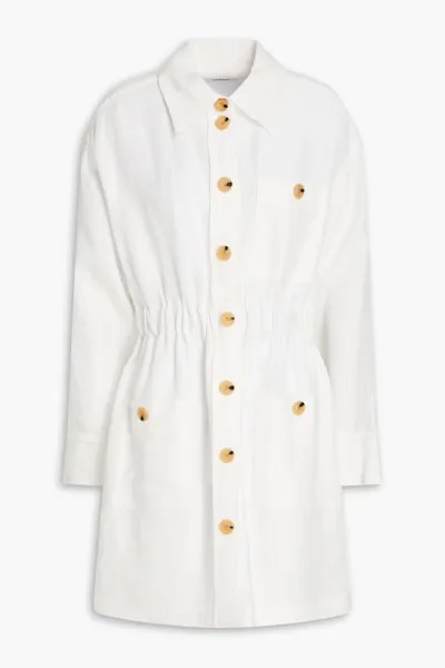 Leianna газовое платье-рубашка мини со сборками Sandro, цвет Off-white
