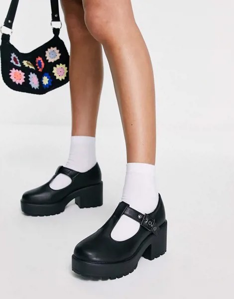 Туфли на каблуке в стиле Мэри-Джейн из материалов без использования продуктов животного происхождения Koi Footwear Sai-Черный цвет