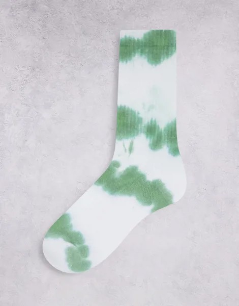 Зеленые спортивные носки с полосатым принтом тай-дай ASOS DESIGN-Разноцветный