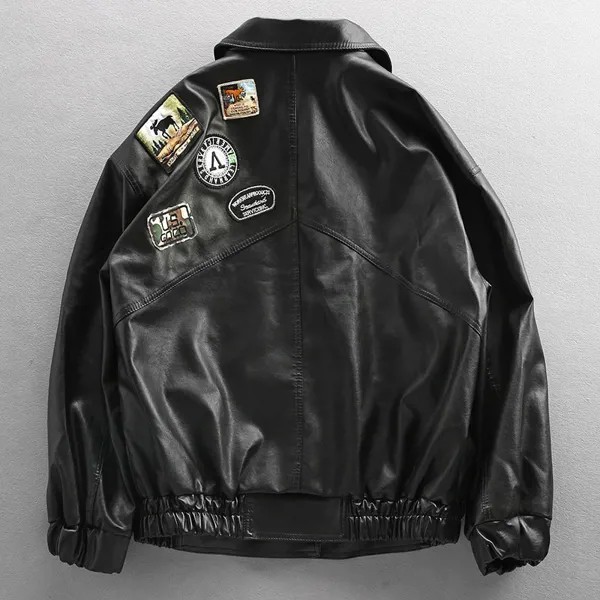 Европейская и американская свободная уличная мотоциклетная одежда кожаная мужская куртка-пилот из искусственной кожи утепленное пальто с ...