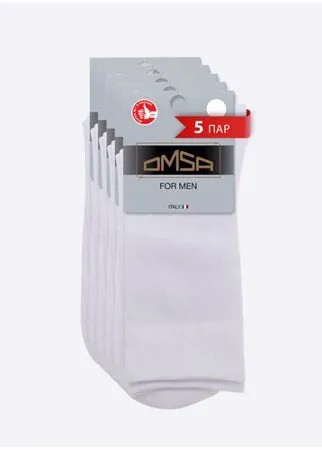 Носки мужские Omsa ECO 401, набор 5 пар, классические, всесезонные, высокие, из хлопка , цвет Bianco , размер 42-44