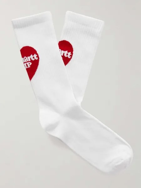 Носки из смесового хлопка в рубчик с логотипом Heart Logo и жаккардом CARHARTT WIP, белый